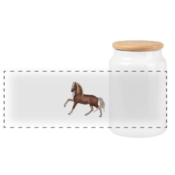 horse - Panoramic Cookie Jar with Wooden Lid - white - Front