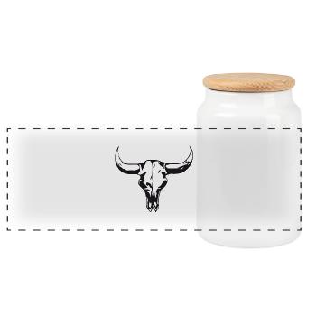 cowskull - Boîte à biscuits avec couvercle en bois - blanc - Devant