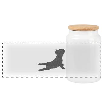 Frenchie French Bulldog glitter optics - Panoramic Cookie Jar with Wooden Lid - white - Front