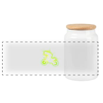 Motocross bike laser_green - Panoramic Cookie Jar with Wooden Lid - white - Front