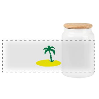 Island with palm tree - Panoramic Cookie Jar with Wooden Lid - white - Front