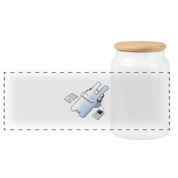Bunny chill - Panoramic Cookie Jar with Wooden Lid - white - Front