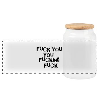 fuck you you fucking fuck - Panorama Keksdose mit Holzdeckel - Weiß - Vorne