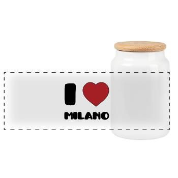 I love Milano - Panoramic Cookie Jar with Wooden Lid - white - Front