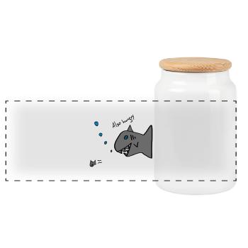 also hungry fish - Panoramic Cookie Jar with Wooden Lid - white - Front