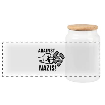 gegen_nazis_012011_g_3c - Panoramic Cookie Jar with Wooden Lid - white - Front