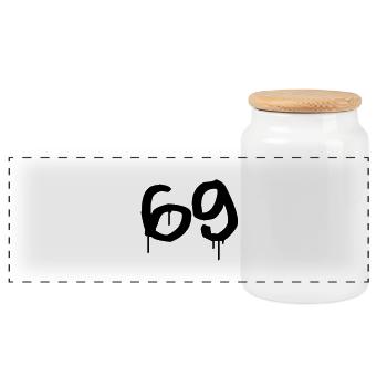 Day: 69 - Panoramic Cookie Jar with Wooden Lid - white - Front