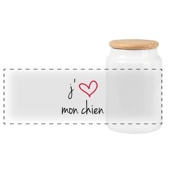 i love my dog - Panoramic Cookie Jar with Wooden Lid - white - Front