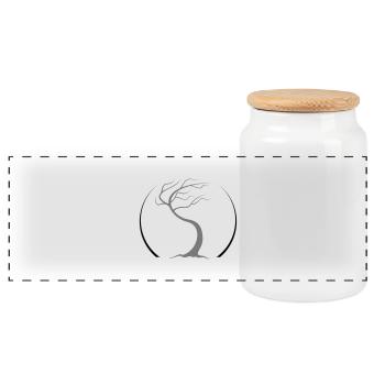 tao zen tree - Boîte à biscuits avec couvercle en bois - blanc - Devant