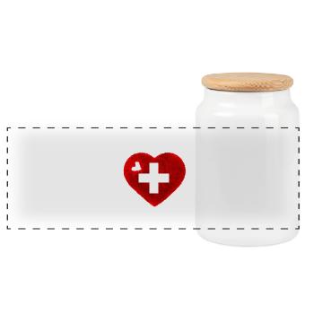 I LOVE SWITZERLAND - SCHWEIZ - SUISSE - Panorama Keksdose mit Holzdeckel - Weiß - Vorne