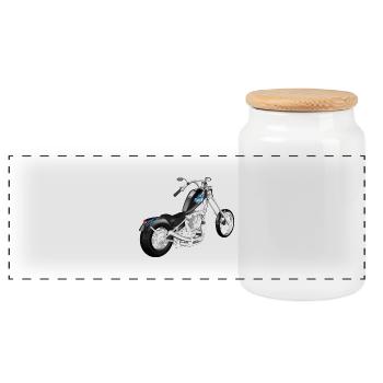 Motorrad - Panorama Keksdose mit Holzdeckel - Weiß - Vorne