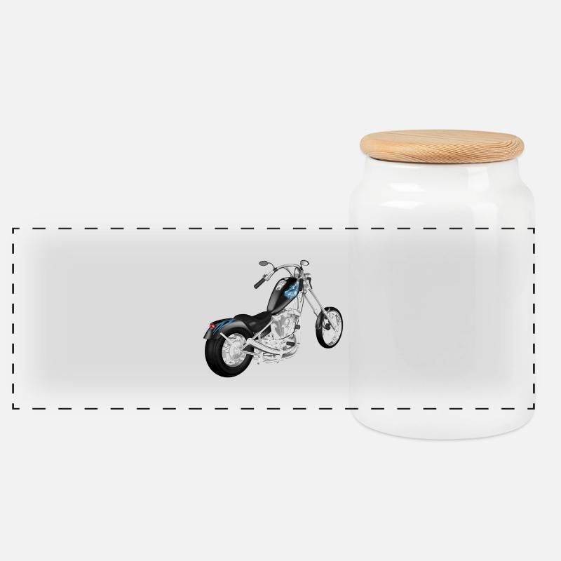 Motorrad - Panorama Keksdose mit Holzdeckel - Weiß