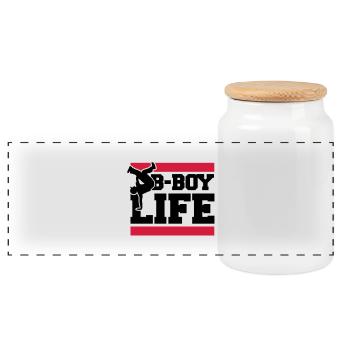 b_boy_life_c2 - Boîte à biscuits avec couvercle en bois - blanc - Devant