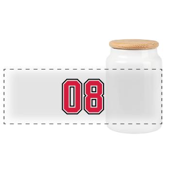 08 sports jersey football number - Panoramic Cookie Jar with Wooden Lid - white - Front