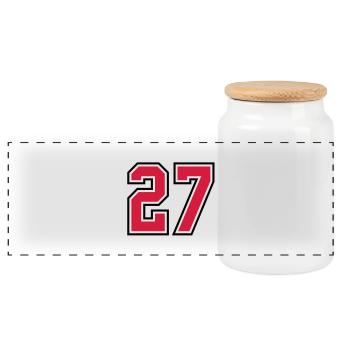 27 sports jersey football number - Boîte à biscuits avec couvercle en bois - blanc - Devant