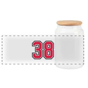 38 sports jersey football number - Panorama Keksdose mit Holzdeckel - Weiß - Vorne