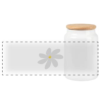 Tahitian Tiare-Blume Emblem - Panorama Keksdose mit Holzdeckel - Weiß - Vorne