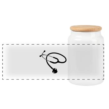 stetoscope medecin - Boîte à biscuits avec couvercle en bois - blanc - Devant
