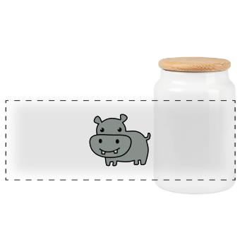 cute hippo color - Panorama Keksdose mit Holzdeckel - Weiß - Vorne