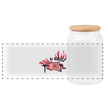 Kill And Grill Pig - Panorama Keksdose mit Holzdeckel - Weiß - Vorne