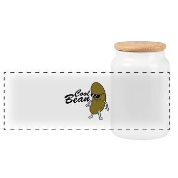 Cool Bean Boss - Panoramic Cookie Jar with Wooden Lid - white - Front