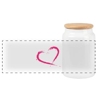 Herz Design Bürste pink rosa Neue Variante - Panorama Keksdose mit Holzdeckel - Weiß - Vorne