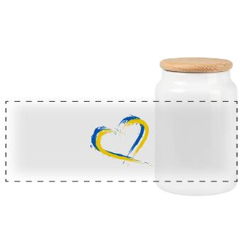 Herz Bürste Flagge der Ukraine Design Farbe Fahne - Panoramic Cookie Jar with Wooden Lid - white - Front