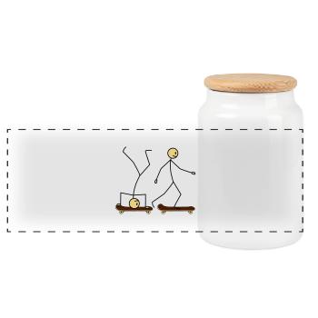 Skateboard Fun - Panoramic Cookie Jar with Wooden Lid - white - Front