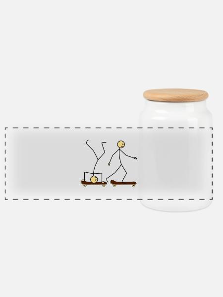 Skateboard Fun - Panorama Keksdose mit Holzdeckel - Weiß