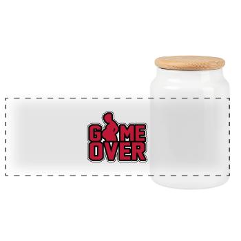 Schwanger- Game Over - Panorama Keksdose mit Holzdeckel - Weiß - Vorne