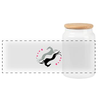 Greyhounds tumble - Panoramic Cookie Jar with Wooden Lid - white - Front