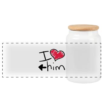 i_love_him_va2 - Boîte à biscuits avec couvercle en bois - blanc - Devant