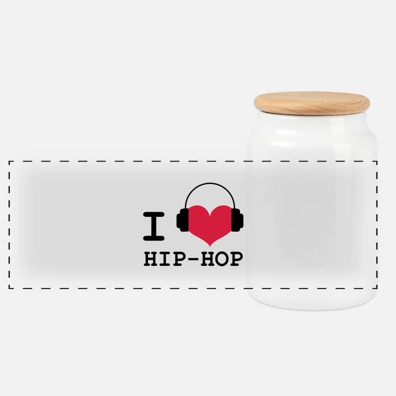 I Love Hip-Hop - Panorama Keksdose mit Holzdeckel - Weiß