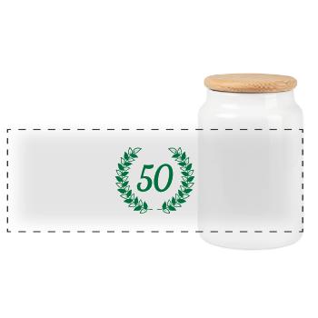 cinquante birthday anniversaire de la couronne - Boîte à biscuits avec couvercle en bois - blanc - Devant