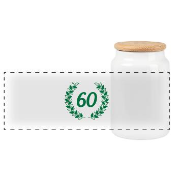 sixtieth 60th 60 birthday - Panoramic Cookie Jar with Wooden Lid - white - Front
