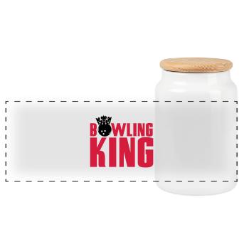 Bowling King - Panorama Keksdose mit Holzdeckel - Weiß - Vorne
