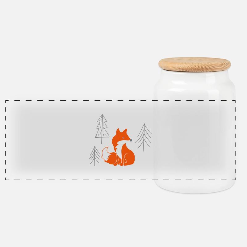Fuchs im Wald - Panorama Keksdose mit Holzdeckel - Weiß