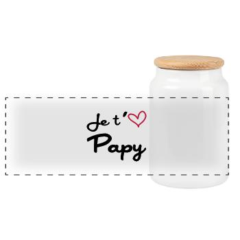 Je t'aime Papy / Grand-Père / Naissance / Bébé - Boîte à biscuits avec couvercle en bois - blanc - Devant