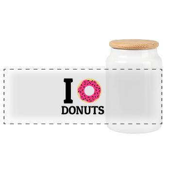 I love donuts - Panorama Keksdose mit Holzdeckel - Weiß - Vorne