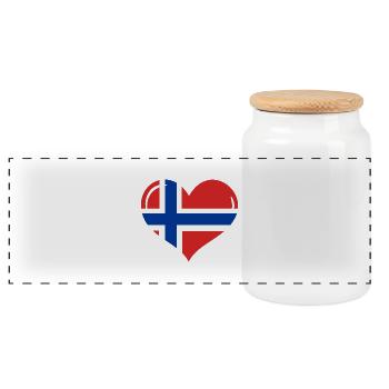 Herz Norwegen, I love Norway - Panorama Keksdose mit Holzdeckel - Weiß - Vorne