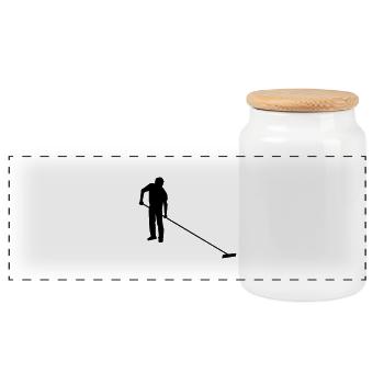 dessin de saunier sel paludier - Boîte à biscuits avec couvercle en bois - blanc - Devant