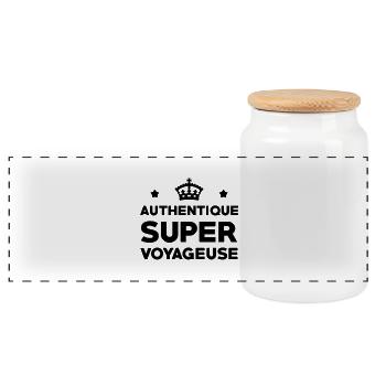 Touriste / Tourisme / Voyage / Vacances / Soleil - Boîte à biscuits avec couvercle en bois - blanc - Devant