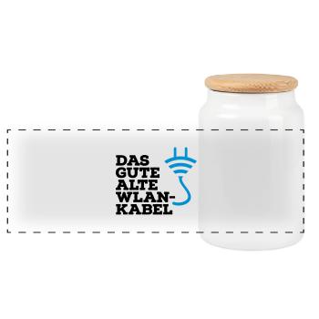 WLAN Kabel Computer Shirt - Panorama Keksdose mit Holzdeckel - Weiß - Vorne