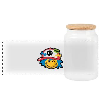 Smiley kawaii boy - Panorama Keksdose mit Holzdeckel - Weiß - Vorne