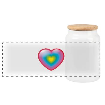Smiley Rainbow Heart - Panoramic Cookie Jar with Wooden Lid - white - Front