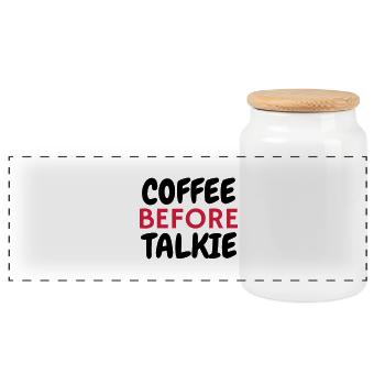 Coffe Before Talkie - Humor - Funny - Joke - Boîte à biscuits avec couvercle en bois - blanc - Devant