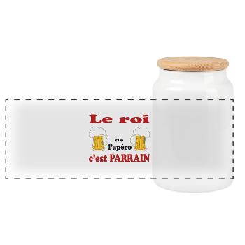 Le roi de l'apero c'est parrain - Panorama Keksdose mit Holzdeckel - Weiß - Vorne