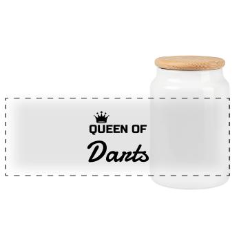 Darts - Target - Game - Sport - Fléchettes - Panoramic Cookie Jar with Wooden Lid - white - Front
