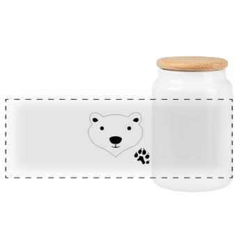 Polar Bear - Panoramic Cookie Jar with Wooden Lid - white - Front