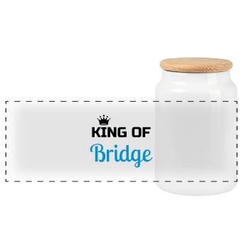 Bridge / Kartenspiel / Brettspiel / Whist - Panorama Keksdose mit Holzdeckel - Weiß - Vorne